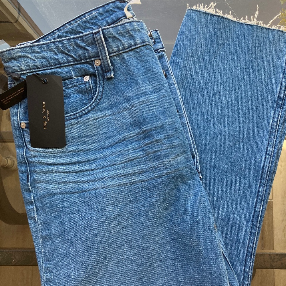 NWT Rag & Bone NINA High Rise Ankle Cigarette Jeans POPPY Button Fly Size 32